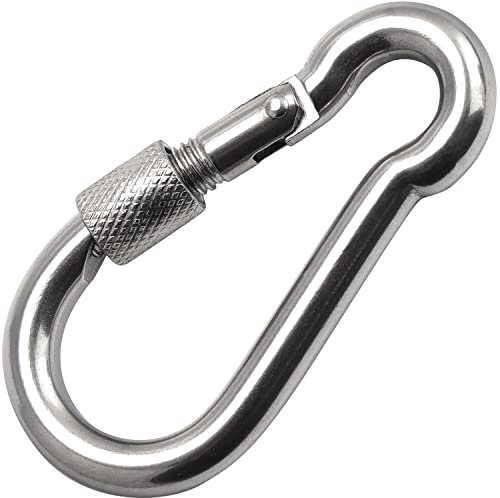 OPIOL QUALITY® Edelstahlkarabiner Sicherungsschraube 50 mm aus Edelstahl A4 V4A (20 Stück) Karabinerhaken Karabiner Sicherung Schraubkarabiner Verschlusskarabiner Karabiner mit Schraubverschluss