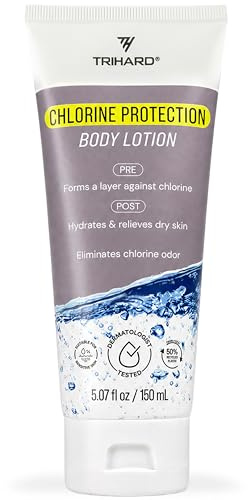 TRIHARD Chlorine Defense Body Lotion for Swimmers, Protects and Hydrates Sensitive Skin from Pool and Ocean, Pre and Post Swim Chlorine Protection from Hard Water and Chemicals