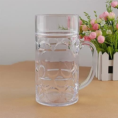 ZCX Taza de cerveza de plástico reutilizable con capacidad de 32 onzas, 1 litro con asas, taza de piña transparente, regalos de cumpleaños para hombres, vasos de cerveza