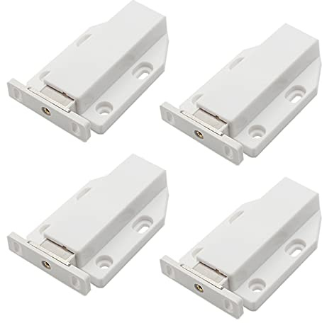 Yetaha 4pcs Magnetic Push to Open Cabinet Catch Magnetic Door Catches Cupboard Push Latch Open and Close Kitchen Door with Screws Pressure Touch Release for Large Doors Drawer Cabinet Cupboard White