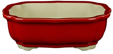 Geosism & Nature Ovale Bonsaischale aus rot glasiertem Steinzeug 14x9,5x4,5 cm - A11