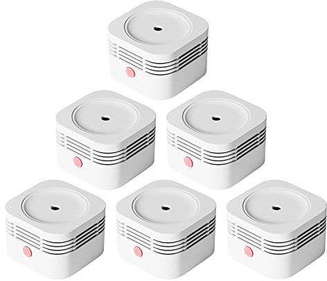 Rauchmelder, Mini Feuermelder, AEGISLINK Brandmelder mit 10-Jahres Batterie und photoelektronischen Sensor, Entspricht mit EN 14604, S200, 6er Set