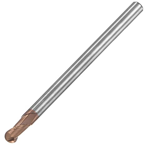 sourcing map Ball Nose End Mill 2mm Tip Radius Solid Carbide AlTiSin Coated CNC Router Bits 2 Flute Spiral Milling Cutter HRC55 with 4mm Shank 100mm (4-inch) Length
