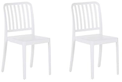 Beliani Gartenstühle im 2er Set weiß aus Kunststoff für Innen- und Außenbereich Sersale