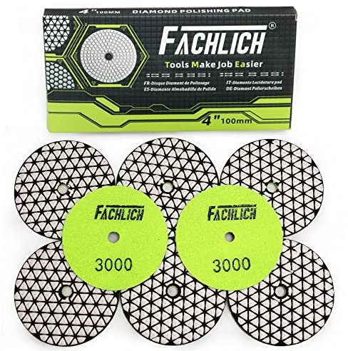 FACHLICH Trockene Diamant Polierscheibe 8 Stk. Streugut 3000 für Granit Stein Beton Marmor Dia 4 Zoll/100MM