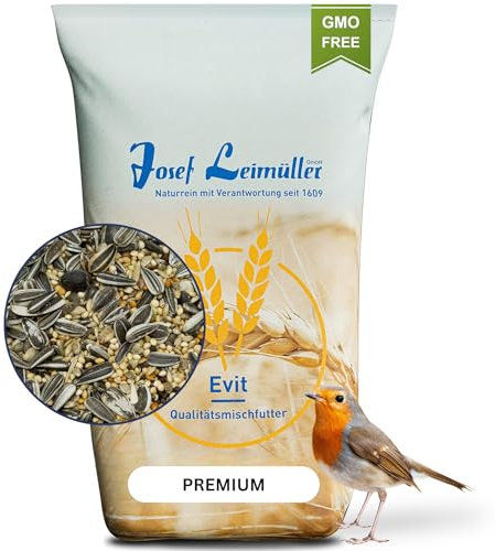 Leimüller Vogelfutter 5kg (Premium ohne Weizen) - Wildvogelfutter Ganzjahresfutter mit Sonnenblumenkerne - Streufutter für Wildvögel Staubfrei & ohne Zusatzstoffe