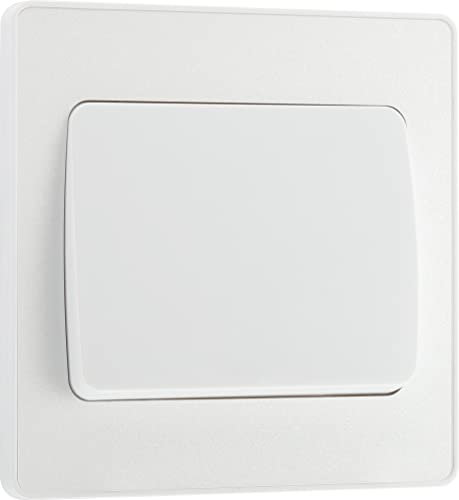 BG Electrical Single Wall Light Switch, Wide Rocker, 2 Way, Screwless Front Plate, Round Edges, Evolve, Pearlescent White, 20A, 16AX, PCDCL12WW