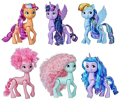 My Little Pony Puppen Ponygenerationen Regenbogenset mit 6 Ponyfiguren (14 cm), Einhorn-Spielzeug für Mädchen und Jungen