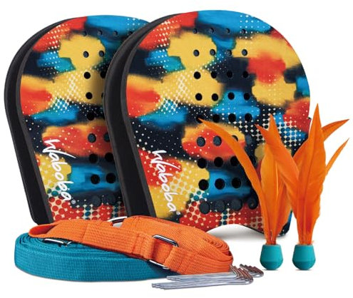 Waboba Battle Bird - Überdenken Sie Ihr Paddelspiel - Hinterhof-Set enthält: 2 tragbare Paddel, 2 kleine Birdies und einen einfachen Platz mit Einsätzen - Größe 200 x 120 x 228 mm