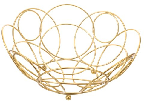 CIYODO 1pièce Corbeille à Fruits Panier Multi-fonctionnel Doré Pour Décoration De Table Et Rangement à