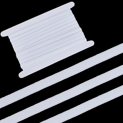 GORGECRAFT Cinta Elástica Antideslizante de 10 Yarda Y 10 mm de Ancho Banda Elástica de Silicona Goma Elástica Cinturón Elástico para Manualidades Costura de Prendas para Cortos Deportivos Blanco