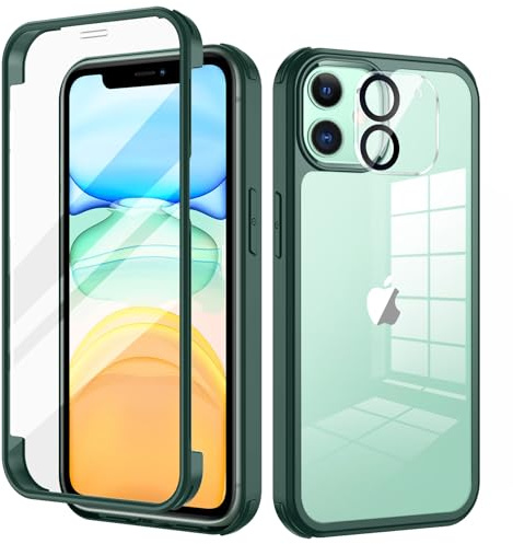 seacosmo für iPhone 11 Hülle mit eingebautem Panzerglas Displayschutz und Kamera Schutzfolie [9H HD], 360 Grad Case Ganzkörper Stoßfeste Handyhülle iPhone 11 - Grün