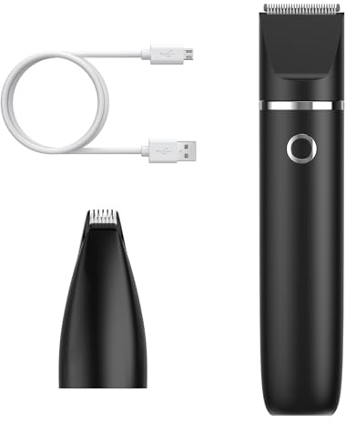 ORIA Tagliacapelli 2 in 1 per animali domestici, con USB ricaricabile, IPX7, impermeabile, tagliacapelli silenzioso, con 2 testine per zampa, orecchie, viso – nero