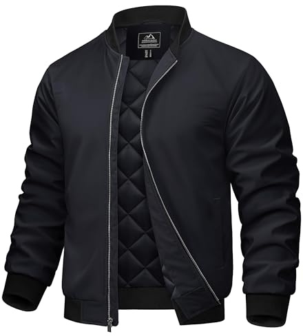 TACVASEN Bomberjacke Herren Übergangsjacke Blouson Jacke Herren Winterjacke | Thermo,Wasserabweisend,Winterjacke Warm,Steppjacke,Windbreaker,Pilotenjacke Herren,Fliegerjacke jacke Taschen