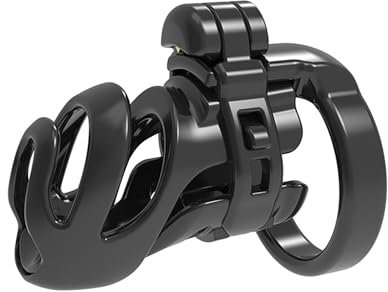 Harz Keuschheitsgürtel für Herren 3D Klein Keuschheitskäfig mit Penis Ringen Atmungsaktives Unsichtbares Schloss Cock Cage Schwarzes SM Bondage Fetisch Keuschheit Sexspielzeug für Männer (large)