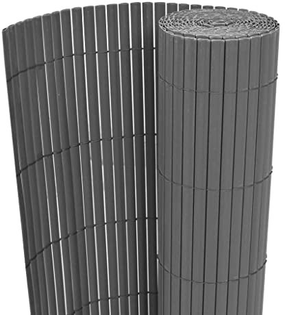 TJROO Doppelseitiger Gartenzaun aus PVC, 90 x 300 cm, grau, wetterfest, leicht, flexibel, zur Trennung von Gartenbereichen durch Sträucher, Gemüse oder Blumen