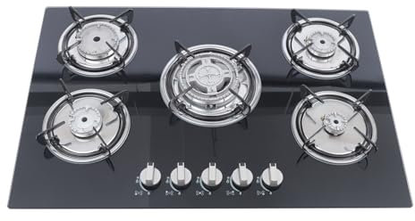 Estufa de gas empotrable de 5 llamas, cocina de gas, vitrocerámica, cocina de gas empotrada, para casa, autocaravana, gas natural y propano