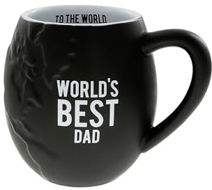 Pavilion - World's Best Dad - 20 oz 591 mL Large Capacity Coffee Cup Mug World Globe Earth-Shaped Novelty Father's Day Stepdad Father-In-Law Foster Adoptive Dad Gift Present From Kids Daughter Son