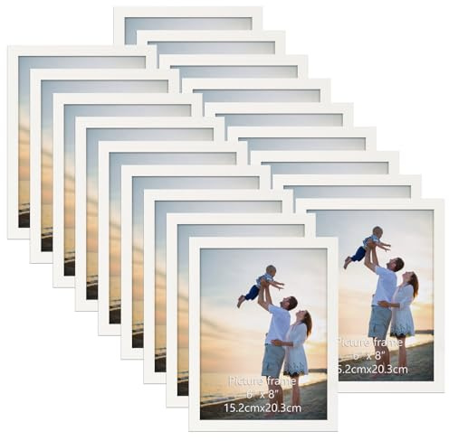 EYMPEU Bilderrahmen 15x20 CM 18er-Set, für Wand und Tisch, geeignet für den Einsatz in Büros und Wohnungen, Weiß