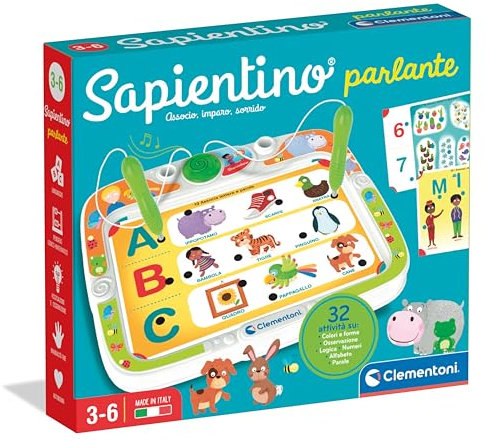 Clementoni Sapientino - Parlante, Gioco Educativo con Penne Parlanti Bambini 3-6 Anni, con 16 Schede e più di 32 attività su Temi della Scuola dell'Infanzia, Made in Italy, Lingua Italiana, 16472