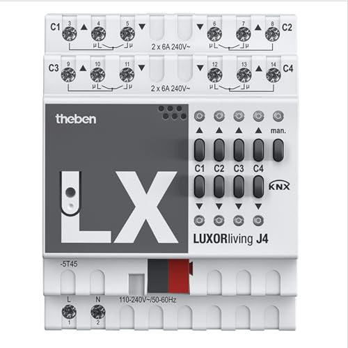Theben 4800681 LUXORliving D1 DALI S RF Unterputz-DALI-2-Aktor | UP, Schnittstelle DALI-/KNX, verschlüsselte Kommunikation, 30 EVGs (Broadcast), RGB, RGBW, Tunable White, KNX Smart Home