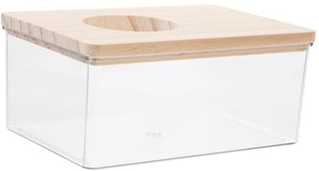 Milisten Acrylbox Mit Deckel Für Hamster Transparente Sandbadebox Mit Holzdeckel Als Badezimmer Und Badewanne Für Hamster Chinchillas Rennmäuse