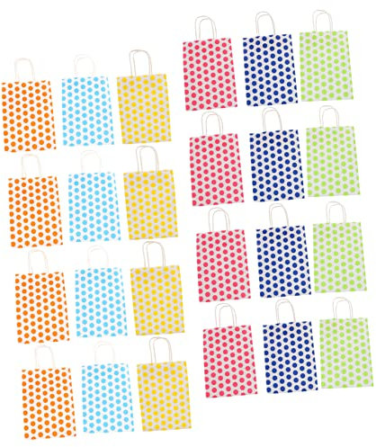 Beavorty 24stücke Papierbeutel Mittelgroß Aus Kraftpapier Geschenktüten Mit Punktmuster Süßigkeitenverpackungsbeutel Stabile Einkaufstaschen Für Cafés Und Bäckereien