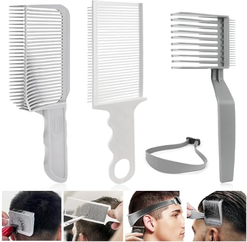 BNGXR Peine para cortar el pelo, peine de peluquería, juego de peine de corte de pelo para hombres, plantilla de corte de pelo ajustable, cinta curvada de silicona para cortar el pelo, cortadora de