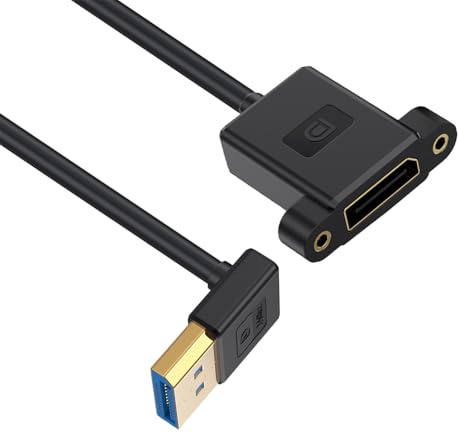 NFHK Kabel, ultrafein, nach oben abgewinkeltes DisplayPort 1.4 DP-Verlängerungskabel, Stecker auf Buchse, 8K 60 Hz, 4K 144 Hz, für Desktop-Laptop-Monitor, Grafikkarte, 30 cm