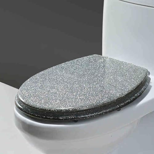 Unikicool Abattant WC en résine,siège de Toilette pailleté,abattant WC resine Glitters,Siège de Toilette en résine,détachable,Fermeture Lente,Facile à Nettoyer,Convient pour Salle de Bain.