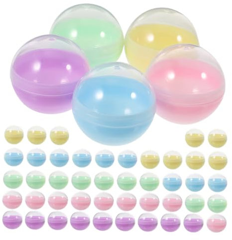 Amosfun 50pcs Semi- Macaron Capsules 60mm Plastic Refillable Empty Capsules Balls for Diy Toys Claw Machine Party Favors