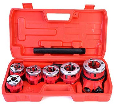 Schlauchgewinde-Set | 6 Gewindebohrer 1/4, 3/8, 1/2, 3/4, 1, 1 1/4 | Ratschenschlüssel | Verlängerung | mit Koffer