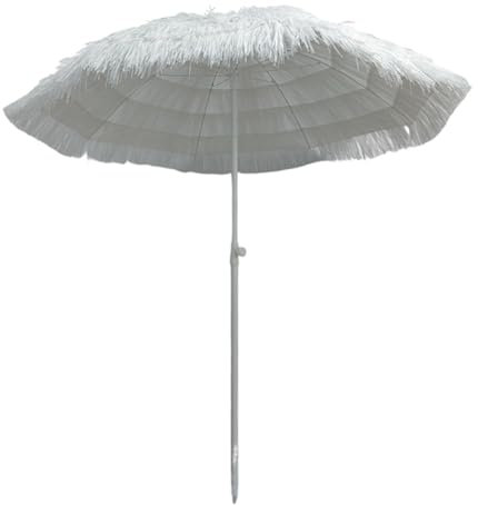 KXWOQ3ED Ombrellone da Giardino in Paglia Bianca da 180 cm, Ombrellone da Spiaggia Hawaiano Portatile con Inclinazione, Ombrellone Tropicale Palapa Tiki