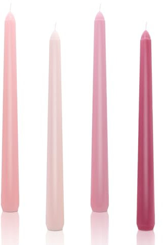 Tapered Dinner Candles, 10'' Gradient Candle Sticks, Non Drip Odourless 7 Hour Burn Time for Wedding Halloween Christmas Home Birthday Party Decor 4Pcs (Pink Tapered Candles)