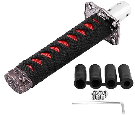 Yuecoom Pomello del Cambio Universale Stile Spada Giapponese, Manopola Leva per Auto Manuali, con 4 Adattatori per Maggior Parte dei Veicoli