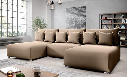AXLIVING Ecksofa mit Schlaffunktion Ederra U 300 cm breit – beige Stoff