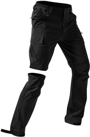 Pantaloni Trekking Uomo con Zip off Pantaloni Rimovibili Pantalone 2 in 1 Pantaloncini impermeabili da Uomo Cargo Pantalone con Tasche Montagna Escursionismo Traspirante Asciugatura Rapida All'aperto