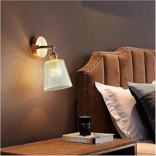 Lampada da Parete, Applique da Parete per Interni Regolabili con Paralume in Vetro, luci da Parete, lampade da Comodino per Camera da Letto