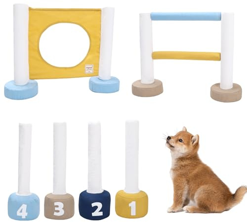 Duuclume Agility-Trainingsgerät-Set für Haustiere, interaktives Laufzaun, 3-in-1-Hundespielzeug, Welpenhindernis-Sprungring-Set für den Innenbereich