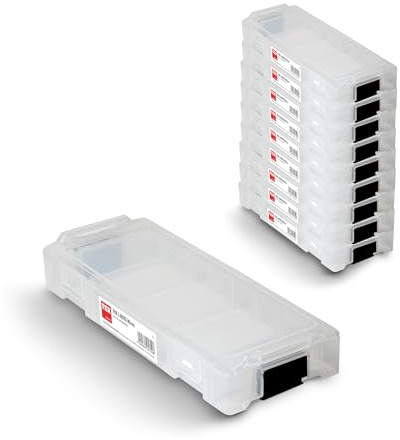 Coffret TOX L-BOXX Micro en lot, empilable et encliquetable avec le système L-BOXX, divisible en 8 compartiments, rangement pour chevilles et vis, transparent, lot de 10 pièces, 094909146