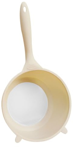 SMASOLO Colador Plástico para Arroz con Diseño de Mango Filtro Multiusos para Cocina Cesta Reutilizable para Lavar y Escurrir Color Crema Pequeño