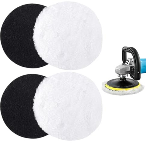 DOKRIN Set per levigatura e lucidatura vernici,Confezione da 4 pezzi di tamponi per lucidatura auto da 125 mm, ruote lucidanti autoadesive, adatte per lucidatura, levigatura e ceratura.