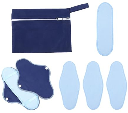 Toallas Sanitarias Lavables Reutilizables de Tela Pul, 8 Piezas | Microfibra y Forro Polar, Prevención de Fugas y Alta Absorción, Bolsa Cremallera, Azul