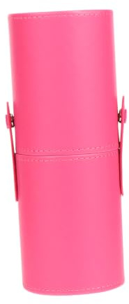 TOPPERFUN Pot de Rangement Maquillage en PU Petit Format Rose Fuchsia Couvercle Anti-poussière, Seau à Pinceaux de Maquillage Portable, Support Cosmétique pour Voyage et Salle de Bain