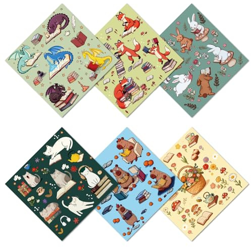 CREATCABIN 6 Stück Brillenreinigungstuch Aus Mikrofaser Wiederverwendbar Dick Weich Tiermotiv Waschbar Für Brillen Kameraobjektive Laptop Bildschirme Handys Geschenk 16x16cm