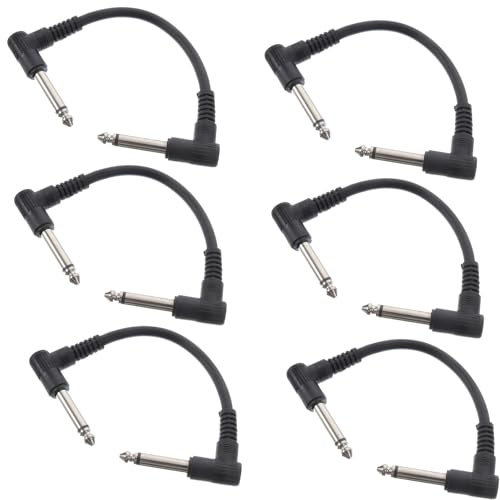 Toddmomy 6pcs 15cm Guitar Effect Patch Cables Flat Single-Block Instrument Audio Connection Wire for Electric Guitars and Pedalboards