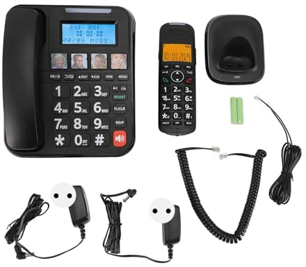 BONKZEBU Grands Téléphones pour Personnes âgées, Téléphones Fixes pour Personnes âgées, Grand Téléphone Domestique pour Malvoyants, écran 2 Pouces avec Numérique, pour â (Prise UE)