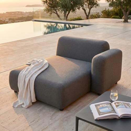 BS COM Divano da giardino chaiselongue modulo sx - PETRA Antracite