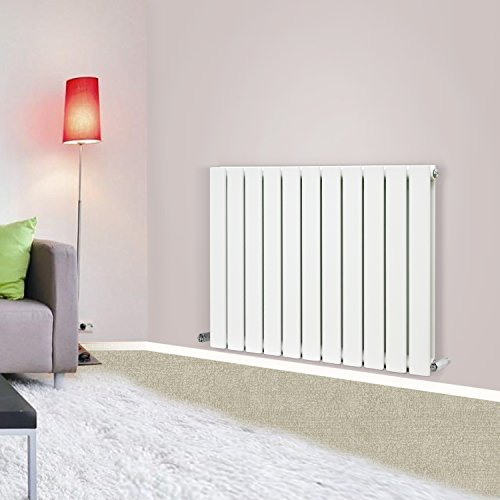 NRG 600x748mm White Column Designer Radiator Horizontal Double Flat Panel | Horizontal Radiator, Modern, Central Heating, Mild Steel, Column Radiator Wall Mounted, for Kitchen, Bathroom