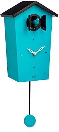 KOOKOO Birdhouse Petrol Limited Edition, Modern Design Cuckoo Clock with 12 Natural Bird Voices or Cuckoo Call